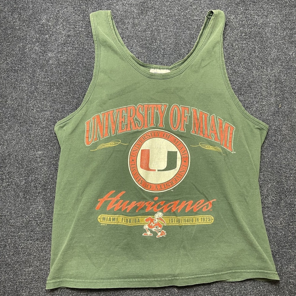 Vintage Miami Hurricanes Shirt Mens Medium Green NCAA Football CSA Tank Top